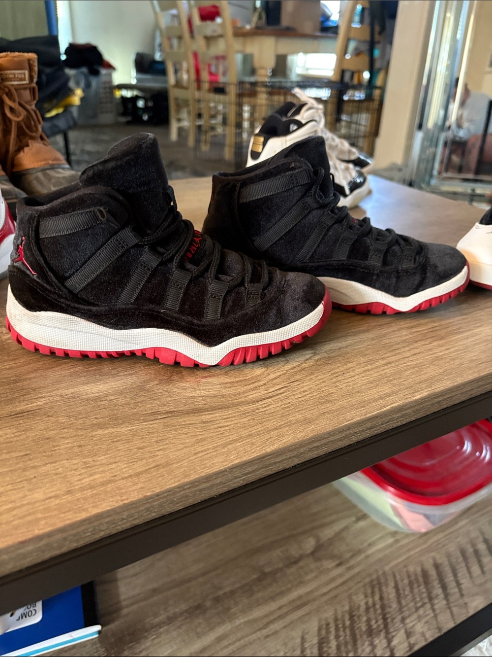 Jordan Kids High-Top Sneakers in Black and Red